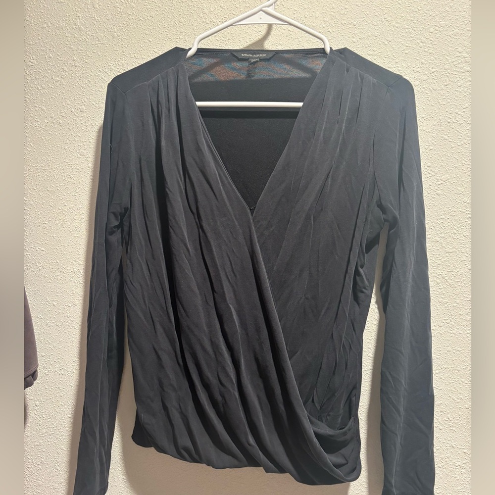 Banana Republic Black Draped Blouse